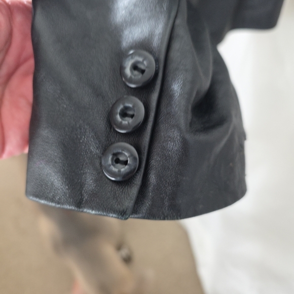 Venezia Black Leather Jacket Womens 18/20 XL Goth Grunge Matrix Vintage 90s - Picture 6 of 9